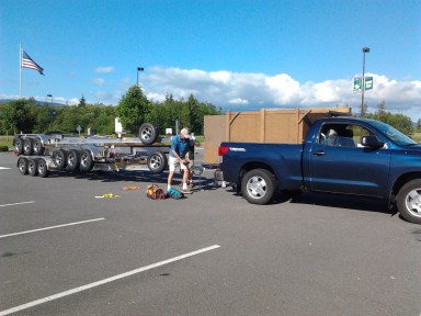 Fred Perron picks up boat trailers