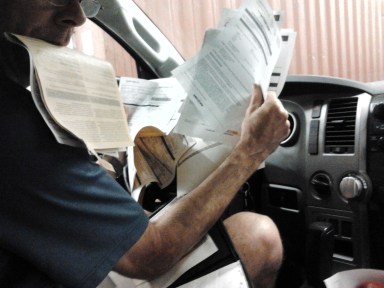 Fred Perron with Customs documents