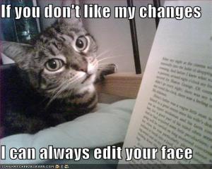 Cat editing manuscript