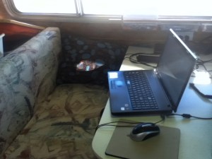 My office while traveling in a trailer